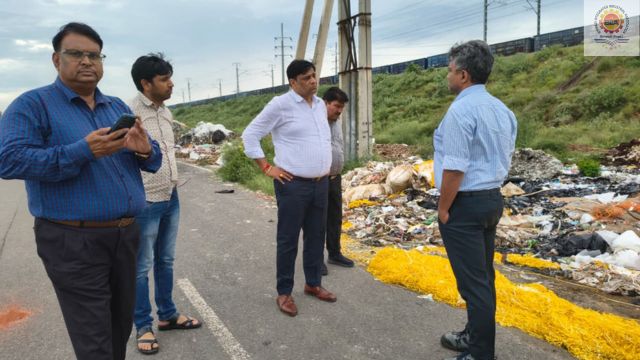 04 Sep 2025 – BIIA, RIICO & RSPCB conduct joint inspection in Kahrani; express concern over illegal waste dumping & burning near railway, pledge strict action & cleanup measures.